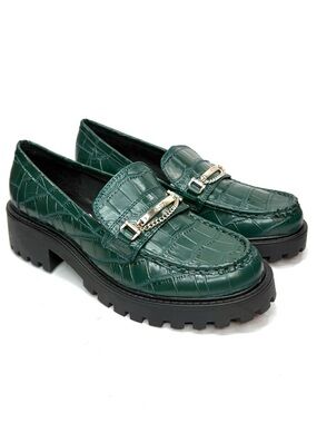 ALDO Green Vegan Croc Embossed Loafers | 8